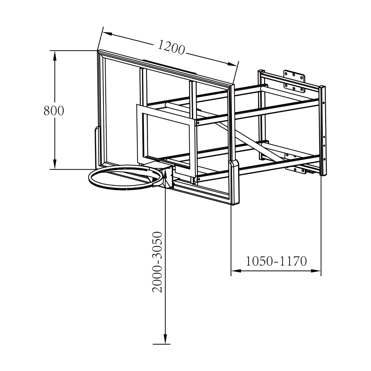 壁挂式气动升降篮球架-Wall mounted pneumatic adjustable basketball backstop-11217/BGJ-1(图1)