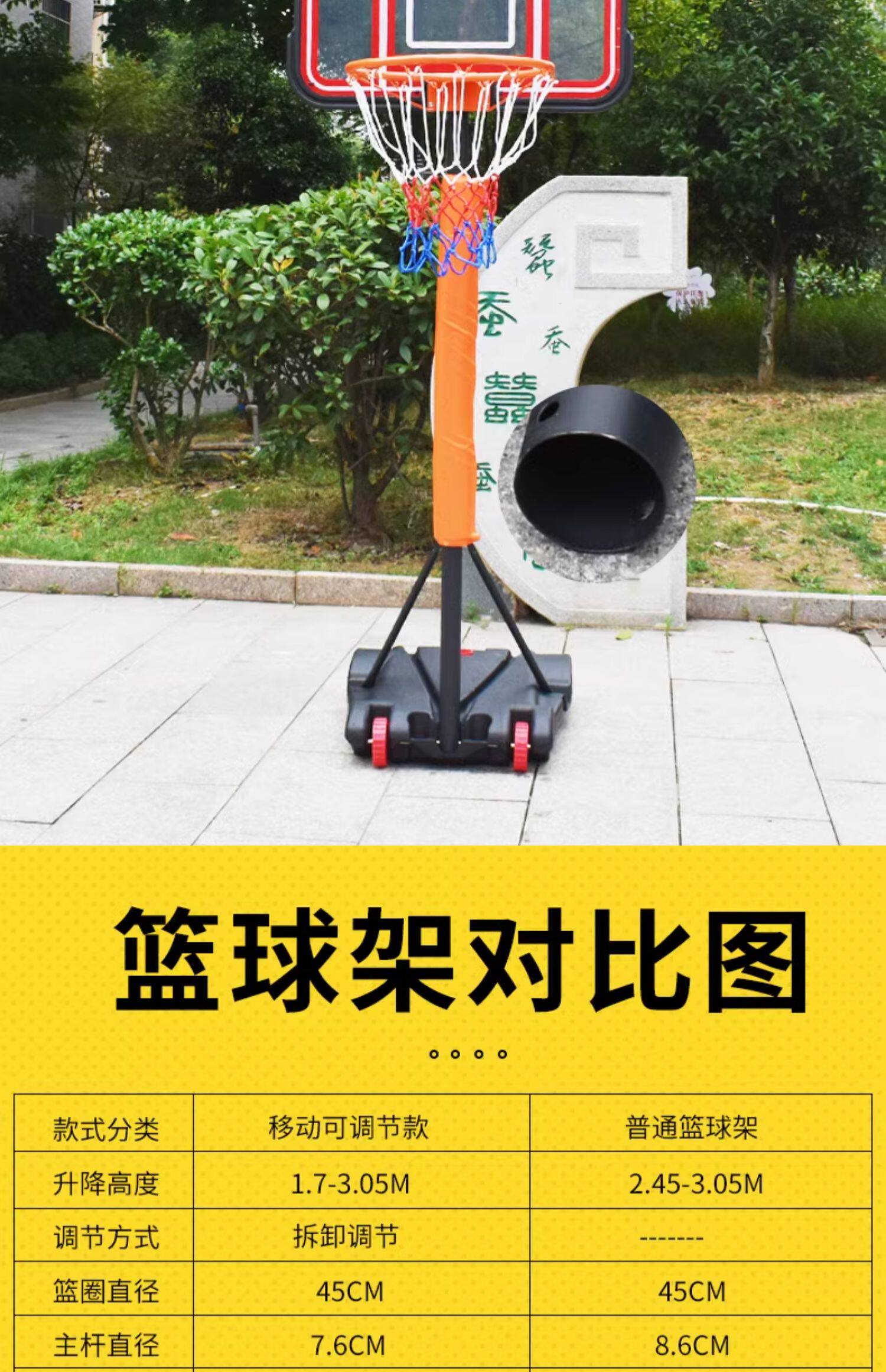 篮球架可移动户外篮球投篮框篮球框幼儿园篮球架儿童可升降家用(图15)