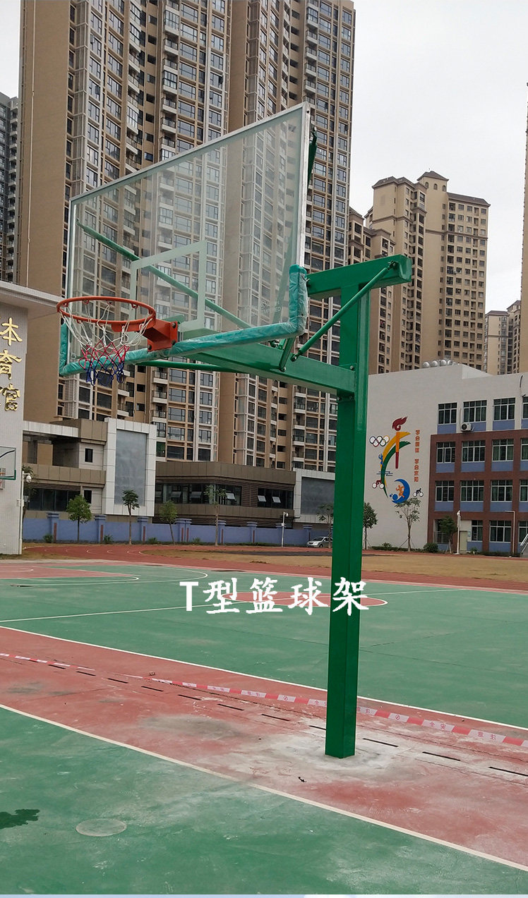 篮球架户外标准篮筐地埋式固定学校比赛成人家用加厚圆管钢化玻璃(图4)